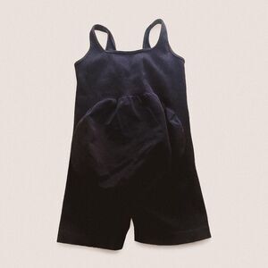 Maternity pregnancy Black Ribbed One-Piece romper – Sleek Athleisure medium